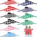 Cutecrop 10 Pairs Gingham Shoe Laces Fashion Soft Checkered Ribbon Shoelaces Colorful Organza Shoe Ties for Women 47in Long