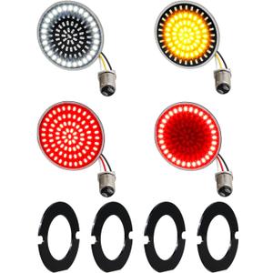 NTHREEAUTO 1157 Front Rear LED Turn Signals for 2Inch Bullet + 3-1/4Inch Flat Turn Signal Light Compatible with Harley Dyna Softail Sportster Road King Street Glide Iron 883 Touring 1986-2023 (SMD)
