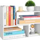 Desktop Shelf Organizer,Adjustable Stackable Office Storage Rack,Wood Display Shelf,White Small Bookshelf for Desktop,Tabletop Desk Shelf,Multipurpose Shelves for Office, Dormitory,Home Decor.