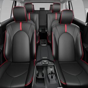 CZmenghe Seat Cover Compatible with 2024 2025 Toyota Grand Highlander 7-Seater Car Seat Protector Replacement for 24-25 Toyota Grand Highlander Accessories(Black with Red Carbon Fiber,7 Seats)