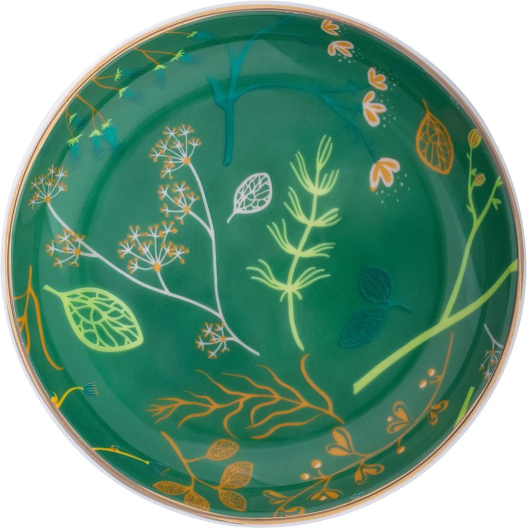 Jewelry Ring Dish Tray Boho Ceramic Decorative Trinket Dish Organizer for Rings Earrings Necklaces Bracelet Watch Keys Plate Small Round Ring Holder Gift for Women Engagement (Green)