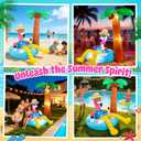 Inflatable Flamingo Outdoor Decorations with Palm Tree 6FT Hawaiian Blow up Decoration Summer Inflatables with LED Lights for Tropical Luau Party Beach Pool Supplies Yard Garden Lawn Dcor