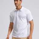 Men's Golf Shirt Short Sleeve Dry Fit Polo Moisture Wicking Print Collared Golf Shirts for Men Casual Lightweight (White, L)