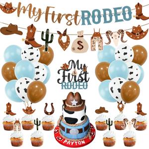 My First Rodeo Decorations Boy - My First Rodeo Birthday Party Supplies Boy, Cowboy First Birthday Party Decorations, My first Rodeo Banner Cake Topper Balloons for Cowboy Birthday Party Baby Shower