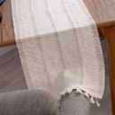 Cream Table Runner Macrame Style 100% Cotton Turkish Runner for Dining Table, 60 Inches Long Handmade Rustic Cream Runner for Round Table, Modern Farmhouse Dresser Runners for Bedroom