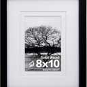 Egofine 8x10 Picture Frame Made of Solid Wood Covered by Plexiglass, for Pictures 4x6 or 5x7 with Mat or 8x10 Without Mat, Table Top Display and Wall Display Photo Frame, Black