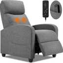 Sweetcrispy Massage Recliner Chair for Adults, Adjustable Home Theater Seating with Lumbar Support for Living Room, Modern Fabric Reclining, Grey (34.3"D x 26.7"W x 38.6"H (With Massage))