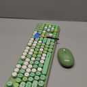 UBOTIE Colorful Computer Wireless Keyboards Mouse Combos, Typewriter Flexible Keys Office Full-Sized Keyboard, 2.4GHz Dropout-Free Connection and Optical Mouse (Green-Colorful)