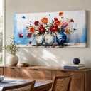 Large Canvas Wall Art, Hand Painted Textured Floral Wall Decor, 40x16 In