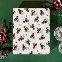 LaRibbons Reversible Christmas Wrapping Paper Mini Roll, Holly Berry Print and Solid Green Design, for Christmas, Holiday, and Seasonal Gift Wrapping, 17" x 33'(46.7 sq. ft)