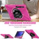 BRAECNstock Case for Samsung Galaxy Tab S10+ Plus/S9 Plus/S9 FE+/S8 Plus/S7 Plus /S7 FE 5G 12.4", Heavy Duty Shockproof Cover with Pen Holder, 360° Rotating Hand Strap & Stand, Shoulder Strap, Rose