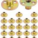 QWORK 3/8"-16 Iron Plate Nut, 25-Piece Set T-nut with Round Base Carbon Steel T-Nuts, Furniture Hardware Flange Insert Female Thread T-Nut