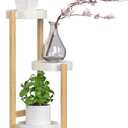 Bamboo Plant Stands for Indoor Plants, Tall Plant Stands for Corner Plant Shelf Multiple Flower Holder for Indoor Outdoor Garden Patio Balcony Living Room (3-tier)