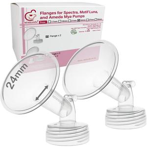 Nenesupply 24mm 2 pc Flanges Compatible with Spectra S2 S1 9 Plus Synergy Gold Breastpump Replacement to Spectra Pump Parts Flange Accessories Wide Mouth Work with Valve Backflow Protector Bottle