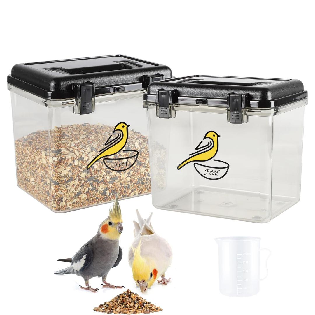 Lolytama Bird Seed Storage Container,Airtight Bird Food Container-5.2L,Birds Seed Containers with Scoop,Pet Food Storage Containers for Wild Birds Seeds Dispenser Storing Sunflower Seeds