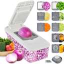 SUSTEAS Vegetable Chopper Mandoline Slicer,6 Blade Pro Food Chopper, Onion Potato Dicer, Veggie Cutter for Salad, Carrot, Cucumber Home Kitchen Gadgets Accessories Essentials(10 in 1, Grayish White)
