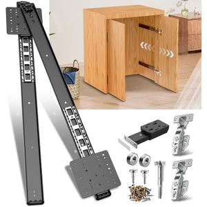 Pocket Door Slide Kit, Cabinet Door Hardware for Insert Doors | Metal construction with magnetic buffer system, smooth silent glide, space-saving design for cabinets, wardrobes, bathrooms.