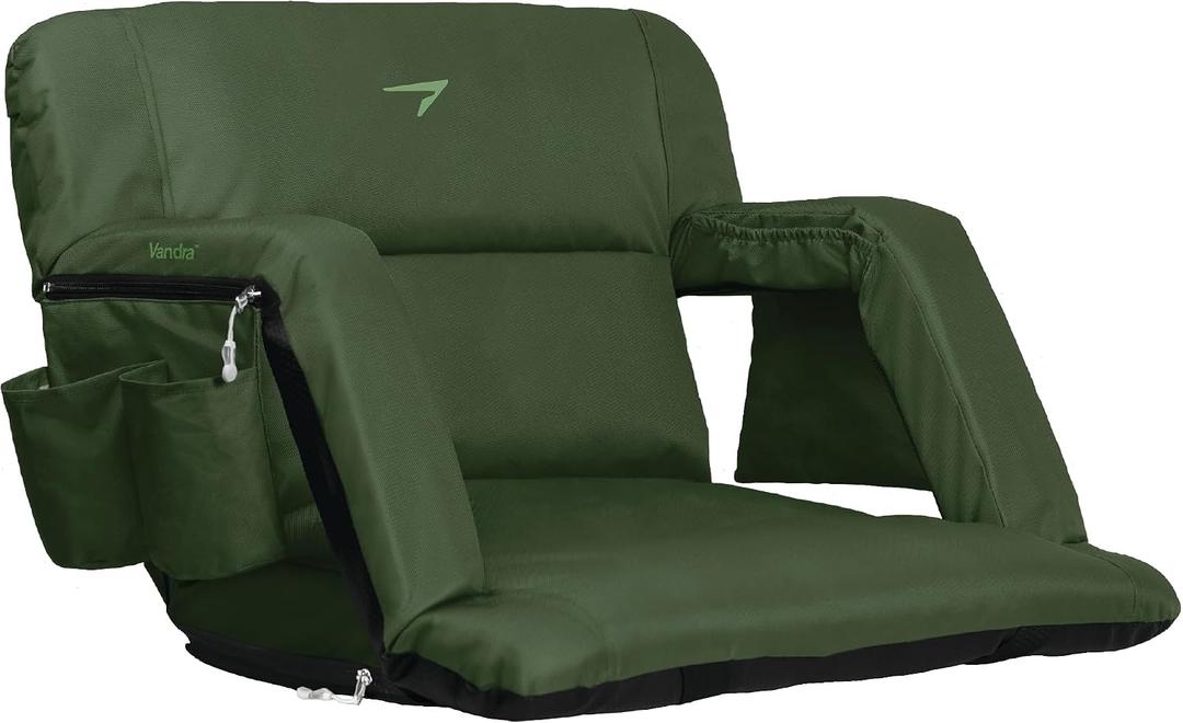 Vandra Arc - Scandinavian Stadium Seat with Back Support & BenchLock - Wide Padded Bleacher Chair with Cushion & Arc Recline Arm Rest for Bleachers