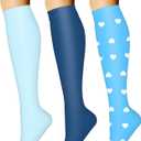 CHARMKING 3 Pairs Open Toe Compression Socks for Women & Men Circulation 15-20 mmHg is Best Support for All Day Wear