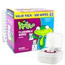 Flushable Wipes for Baby and Kids by Kandoo, Sensitve and Unscented Formula, Hypoallergenic Potty Training Wet Cleansing Cloths, 50 Count, 10 Pack + Tub