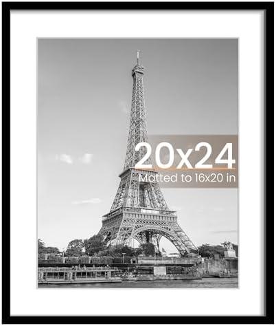 upsimples 20x24 Picture Frame, Display Pictures 16x20 with Mat or 20 x 24 Without, Wall Hanging Poster Frames, Black, 1 Pack