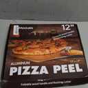 Pizza Peel Aluminum Pizza Spatula, Mooues 12 inch Metal Pizza Paddle(12"x 14")with Rocker Cutter Foldable Wood Handle, [Storage bag included], for Family Pizza Oven Baking Pizza, Dough, Bread & Pastry