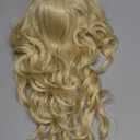 Blonde Wig with Bangs Long Blonde Wavy Curly Wigs for Women Heat Resistant Synthetic wig for Girls Daily Use Party Halloween Cosplay Wig 28inch