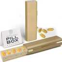 Pretty Pill Box Set - Stylish, Compact Daily Pill Organizer, Medication Pill Case, Pill Container for Vitamin Management, Pill Holder, Travel Essentials for Women & Men - Champagne