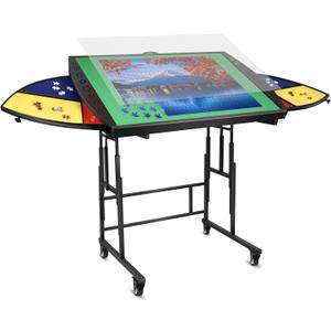 Tilting Puzzle Table with 6 Drawers-1500 Piece,Adjustable Metal Puzzle Board with Angle & Height Portable Jigsaw Puzzle Tables with Legs for Adults (Black)