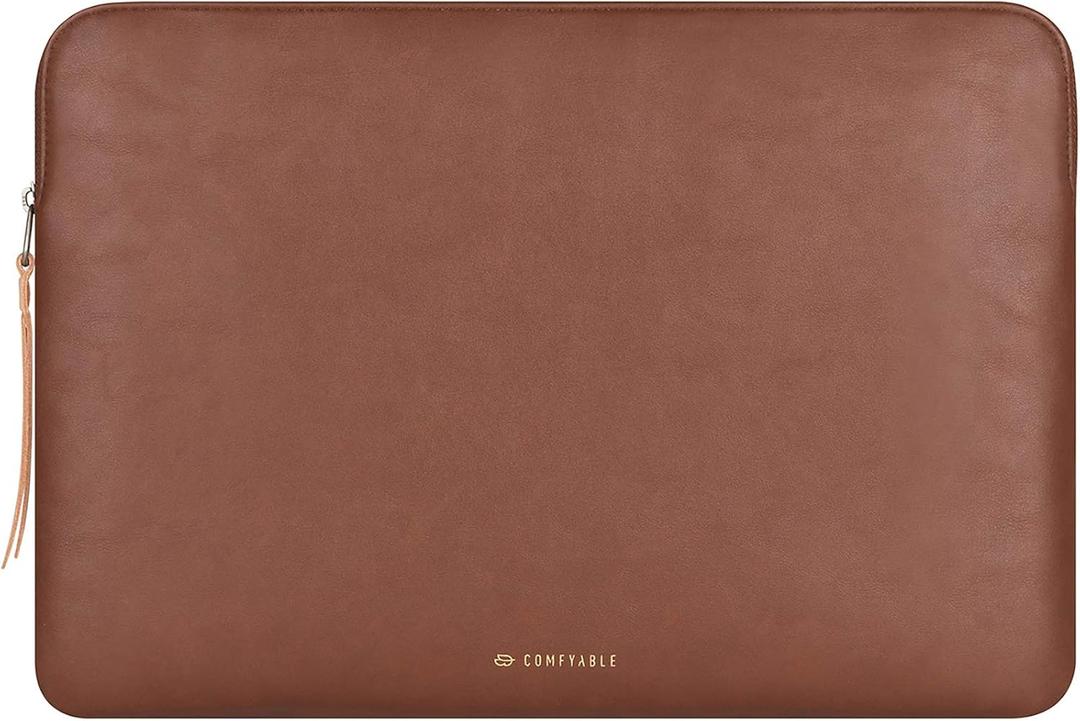 Comfyable Slim Protective Laptop Sleeve Compatible with 13/13.3/14 Inch MacBook Air & MacBook Pro, Mac Travel Case, Laptop Pouch, Slim PU Leather Cover M5/M4/M3/M2/M1 2025-2021, Brown