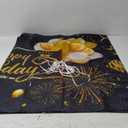 Blulu Happy Birthday Banner Sign Poster Large Fabric Glitter Balloon Fireworks Sign Photo Backdrop Background for Birthday Decoration Supplies, 72.8 x 43.3in (Black and Gold)