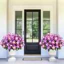 MARTINE MALL Artificial Flowers for Outdoors, 4 Bundles Realistic Fake Outdoor Flowers, UV Resistant Silk Petunia Flower for Outside Look Real Faux Flower Plants for Outdoor Porch, Fuchsia, Rose Red