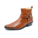 Metrocharm Diego-02 Men's Belt Strap Studded Western Cowboy Boots. Brown. 11