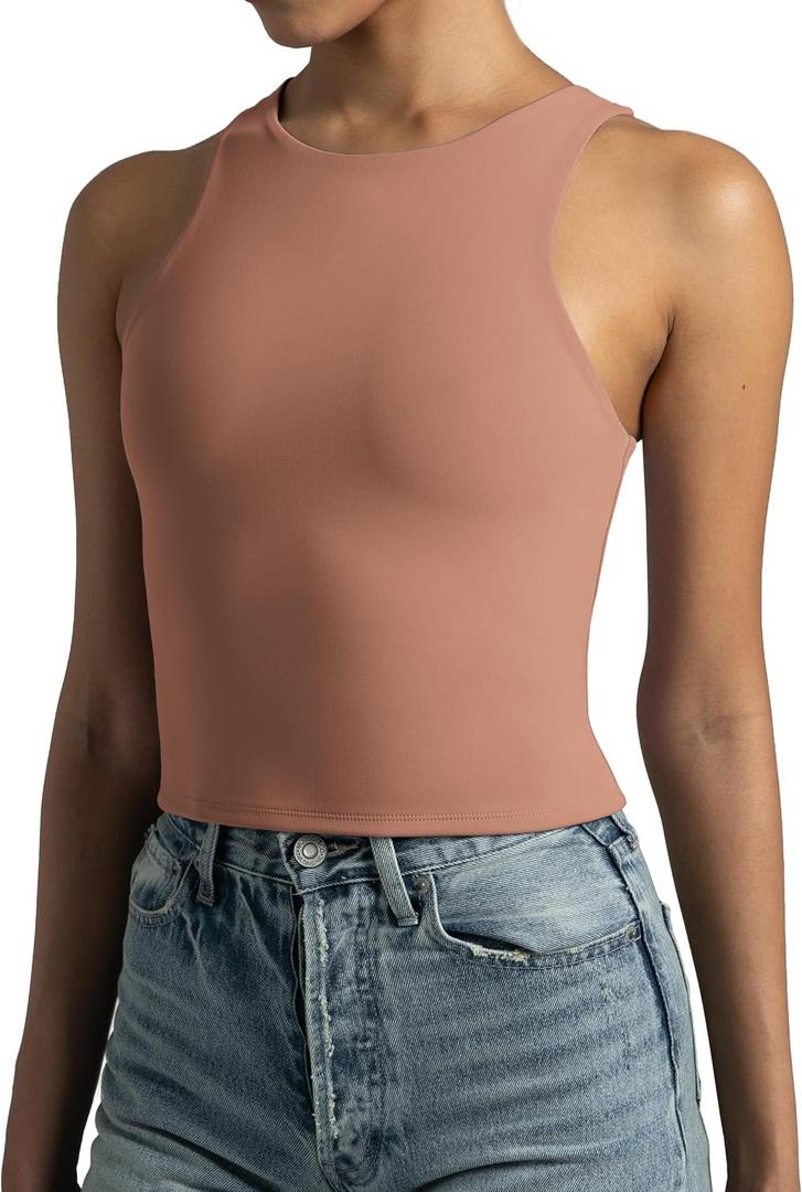 Colorfulkoala Women's Body Contour Tank Tops (Brown, XXL)