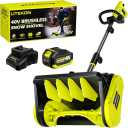 40V Brushless Cordless Snow Shovel, 13-Inch Electric Snow Blower with 4.0Ah Batteries & Charger, Battery-Powered Snow Removal with 25FT Throw Distance for Patio, Deck, Driveway (Yellow)