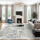 Soalmost Abstract Rug 8x10 Large Living Room Rugs Neutral Modern Washable Area Rugs for Bedroom Dining Room Non-Slip Stain Resistant Foldable Thin Rug Gray White