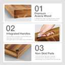 TIDITA 24 x 24 inch Acacia Wood Square Ottoman Tray Large Wooden Tray for Ottoman, Extra Large Ottoman Tray for Living Room, Coffee Table & Decorative Use (Acacia Color)