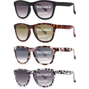 CHOFILORD Bifocal Reading Sunglasses for Women Men 4 Pack Fashion Sun Readers UV400 Protection Outdoor Reading Glasses (4 Pack Colors, 1.25, x)