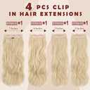 FESHFEN Clip in Hair Extensions for Women - 4 Pcs Thick Double Weft Long Wavy Soft Synthetic Blends Well Hair Extension, 20 inch Platinum Blonde