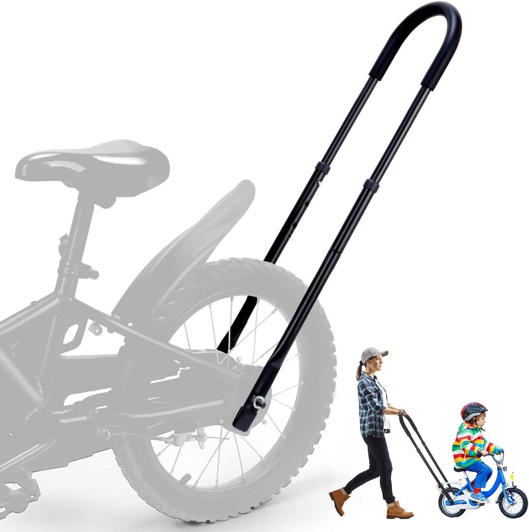 Professional Bike Training Handle, 6 Height Adjustable Push Handle for Kids Bikes, Safety Bicycle Trainer Ideal for Teaching Riding Without Training Wheels