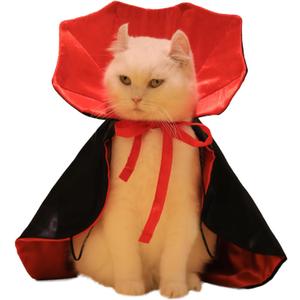 2 x Dog Cat Vampire Cloak Costume, Pet Halloween Cape for Small Medium Dogs Cats Puppy