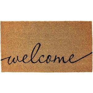 KANKUN Coco Coir Door Mat with Heavy Duty Backing, Welcome Doormat (17" x 30"), Doormat Entrance (Welcome1)