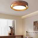 Modern Dimmable Iron LED Flush Mount Ceiling Light ,3000-6000K With Remote Control Ceiling Lamp,Close To Ceiling Light Fixtures For Living Room, Foyer, Kitchen, Bedroom, Hallway (Walnut color, Small), 40 cm Diameter, 14 cm Height