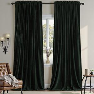 Nemia Dark Green Velvet Curtains Thermal Insulated Blackout Curtain for Bedroom Window Living Room Darkening Luxury Vintage 94 Inches Long Heavy Drapes Panels Rod Pocket Set of 2