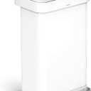simplehuman Kitchen Trash Can with Lid, Touchless Waste Bin, Large 45 Liter, Rectangular, White Stainless Steel