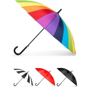 totes Large Eco Auto-Open 24 Rib Stick Umbrella with a Classic J Hook Curved Handle and water repellant (One Size)