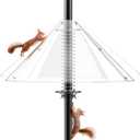 Squirrel Baffle for Bird Feeder Pole - Dynamic Steel Spring-Loaded Wobble Defense, 0.32" Thick Anti-Chew Polycarbonate Guard, Fits 0.4"-1" Round Poles Only, 19 Inch, Metal Buckle, Clear