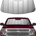 Pigenius Windshield Sun Shade for Silverado/ Sierra 1500 2014-2018, Silverado/ Sierra 2500 & 3500 HD 2015-2019, 2019 Sierra 1500 LD, 2019 Silverado 1500 LD, No Lane Departure Warning - Metallic Sheen