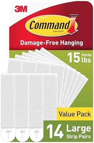 Command 15 lb Large Picture Hanging Strips 14 Pairs (28 Strips), Damage-Free Hanging Picture Hangers, No Tools Wall Hanger for Home Decor, White Adhesive, Set of 2