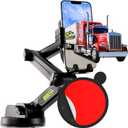 Phone Mount for Truck Phone Holder for Truck - Heavy Duty Suction Cup + Dashboard Pad, Mobile Device Holder for Dashboard Window 16.9 inch Long Arm, iPhone Samsung Compatible, Big Rig Trucker, Black